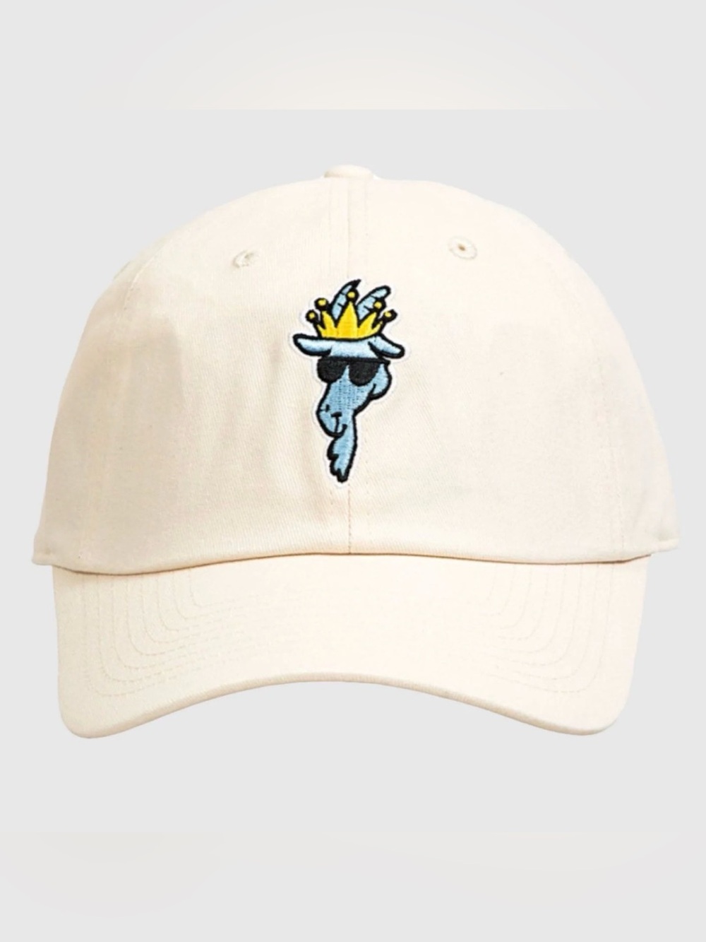 Kids Cream Baseball Cap with Crowned Goat Embroidery